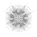a circle with 4 tradionel object from usa tattoo design idea
