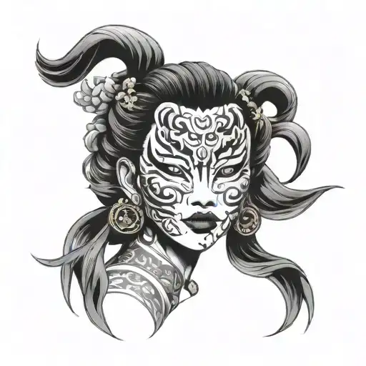 kamui mask hot girl tattoo design idea