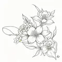 Sketch "January February April December Birth Flower Bouquet" Tattoo Design Idea tattoo design idea