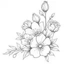 Sketch "January February April December Birth Flower Bouquet" Tattoo Design Idea tattoo design idea