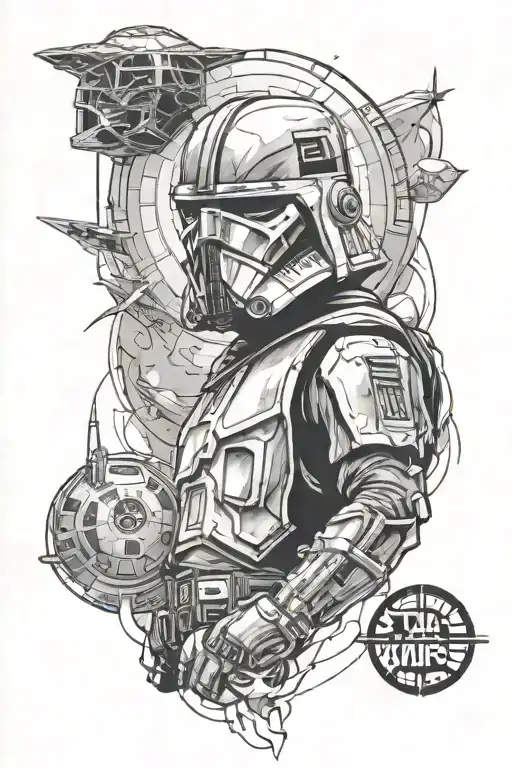 star wars theme sleeve tattoo design idea
