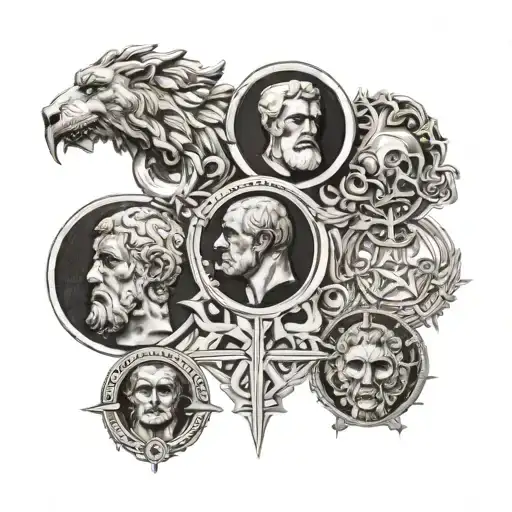 4 symbols of stoicism  tattoo design idea