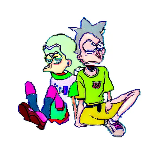 rick and morty wearing air Jordan 1 tattoo design idea