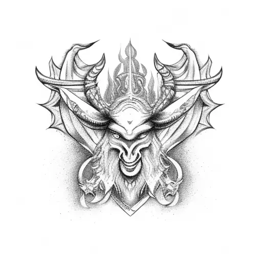 Baphomet in universe tattoo design idea