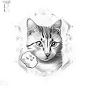 Cat with rubik's cube tattoo design idea