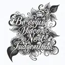 Script "be curious not judgemental tattoo design idea