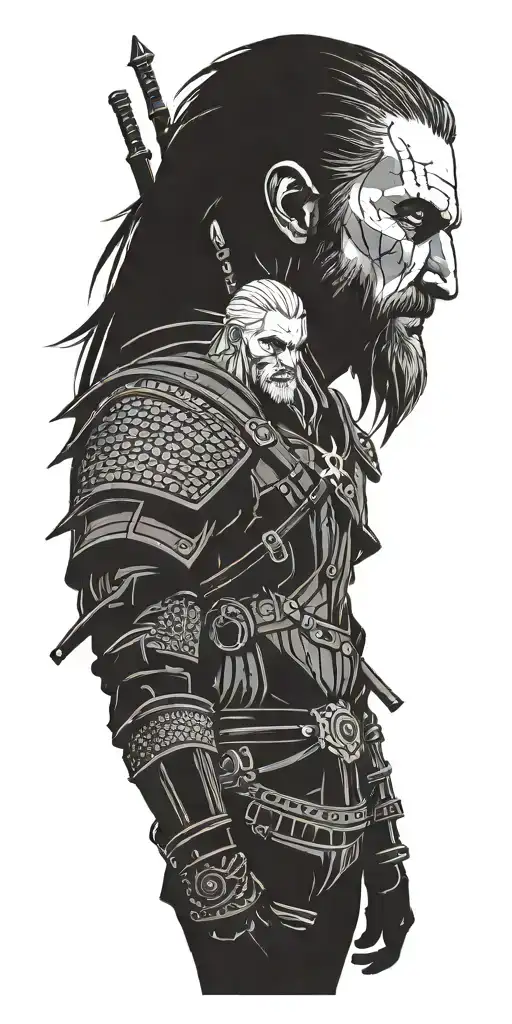 the witcher video game monsters theme tattoo design idea