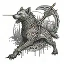 Incorporate elements of meat processing tools and equipment into a tattoo design inspired by The Witcher tattoo design idea