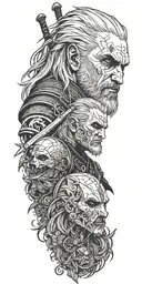 the witcher video game theme tattoo design idea