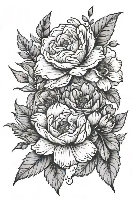 June, December, August birth flowers tattoo design idea
