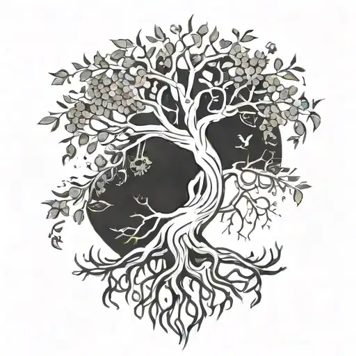 A tree of life with roots symbolizing the client's deep connection to their heritage and branches representing growth and evolution tattoo design idea