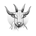 Liberty statue next to a bull with the background of Manhattan skyscrapers tattoo design idea