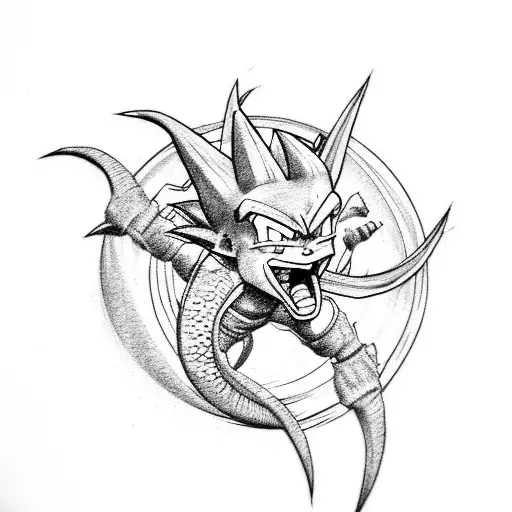 Dragonball z fight gohan cell leg sleeve tattoo design idea