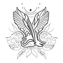 A minimalist tattoo of a bluejay silhouette with the word 'Jassim' incorporated into its design tattoo design idea