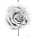black frozen clock with two roses at it sides, with a little ice on color tattoo design idea