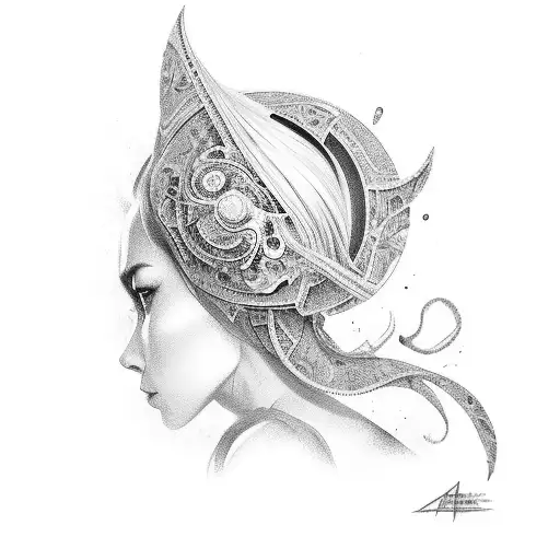 Alicia sentada en taza  tattoo design idea