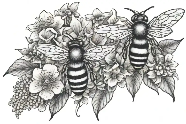 bees honey mushroom limes flowers  tattoo design idea