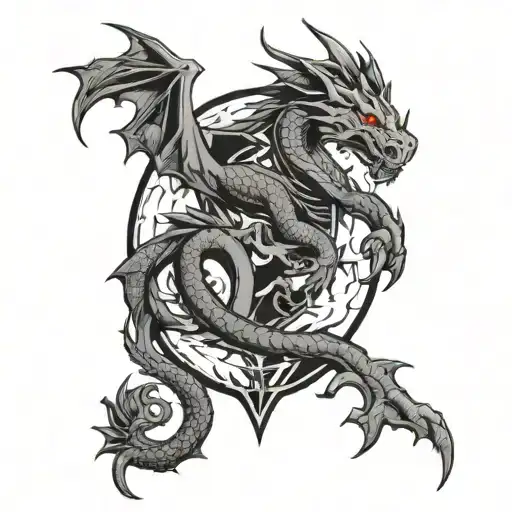 Tesla with dragon motif tattoo design idea