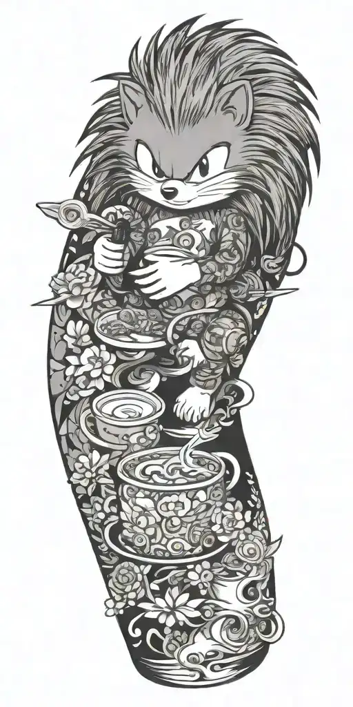 sonic thé hedghog playing tattoo design idea