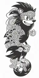 sonic thé hedghog playing tattoo design idea