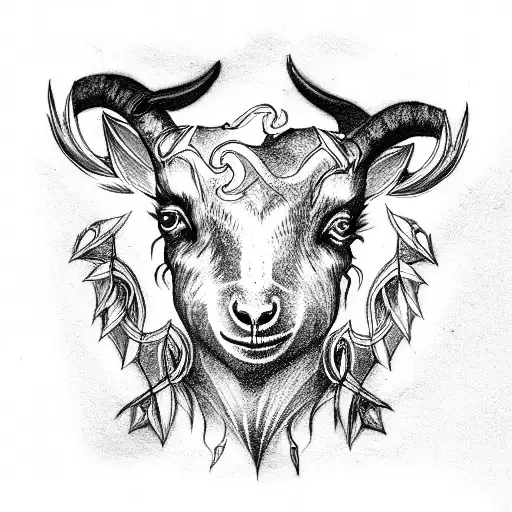 Black goat for an arm tatto, high quality tattoo design idea