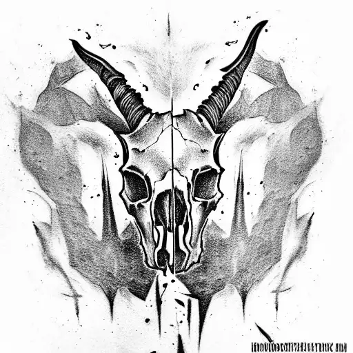 Black goat skull for an arm tatto, high quality tattoo design idea
