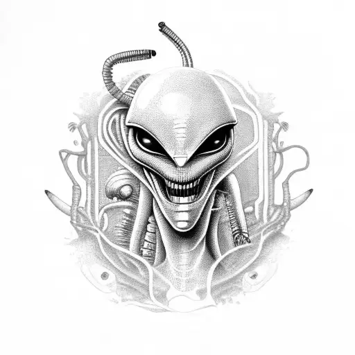 alien smoking weed tattoo design idea
