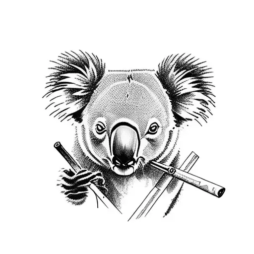 koala smoking J tattoo design idea