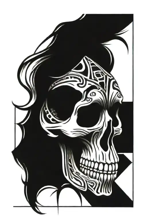 aries skull tattoo design idea