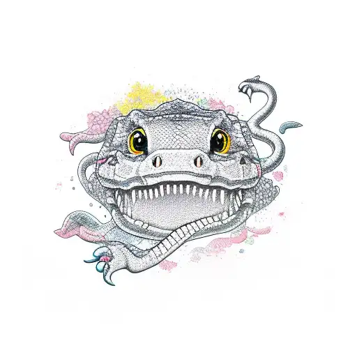 a pink crocodile  tattoo design idea