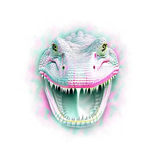 pink crocodile  tattoo design idea