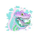 pink crocodile  tattoo design idea