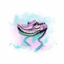 pink crocodile  tattoo design idea