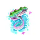 a pink crocodile  tattoo design idea
