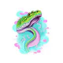 a pink crocodile  tattoo design idea