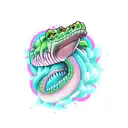 a pink crocodile  tattoo design idea