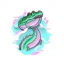 a pink crocodile  tattoo design idea