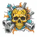 skull dice bullets laying tattoo design idea