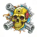 skull dice bullets laying tattoo design idea