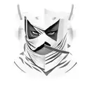 Masked Criminal with caution tape woven around him tattoo design idea