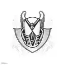 Masked Criminal with caution tape woven around him tattoo design idea