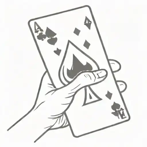 hand holding ace of spades playing card tattoo design idea