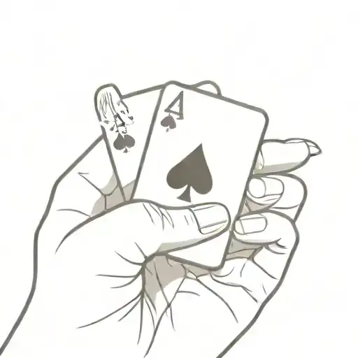 hand holding ace of spades playing card in between fingers  tattoo design idea