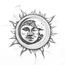 sun ,moon ,clashing, emotional tattoo design idea