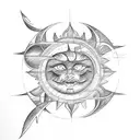 sun ,moon ,clashing, emotional tattoo design idea