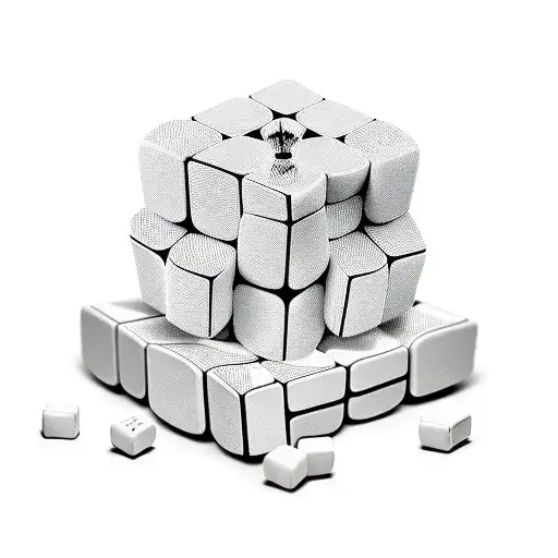 rubiks cube; black and white psyxchedelic tattoo design idea