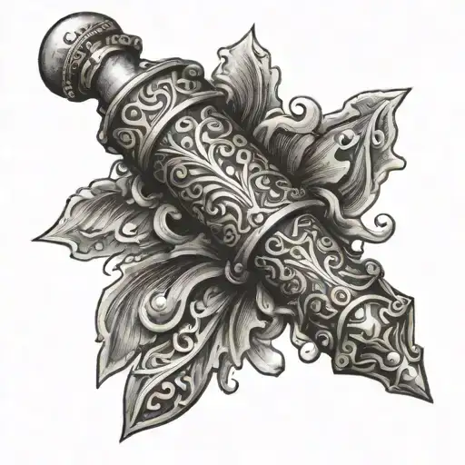 Hetman's mace. in length. without chain. with ornament on the handle tattoo design idea