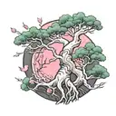 japan, tree, breast cancer tattoo design idea