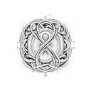 The words "I'll be loving you" bent into an infinity symbol tattoo design idea