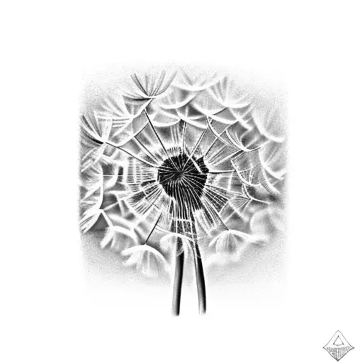 dandelion in the wind 2d simplistic tattoo design idea